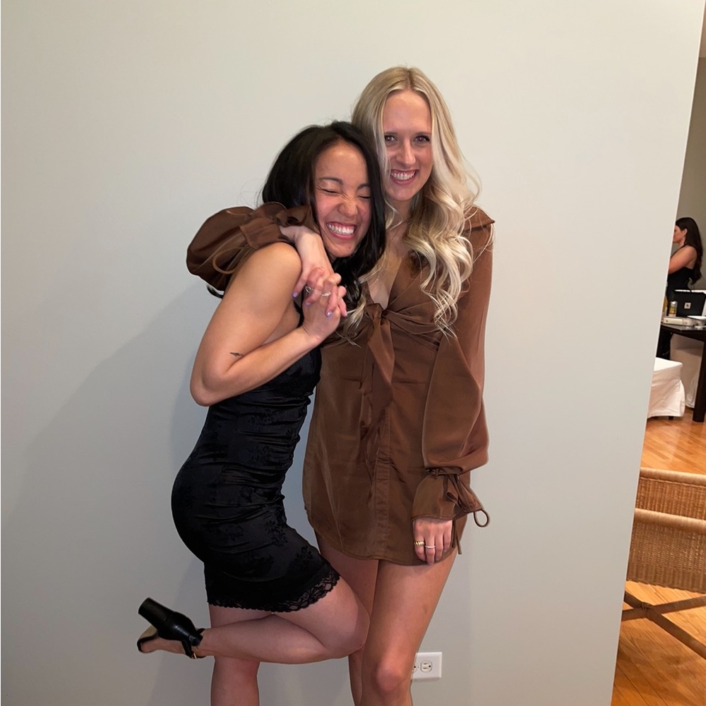 Split Second Mini Dress - Chocolate - image 3